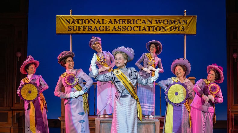 Marya Grandy plays Carrie Chapman Catt in "Suffs" at The Schuster in Dayton. CONTRIBUTED