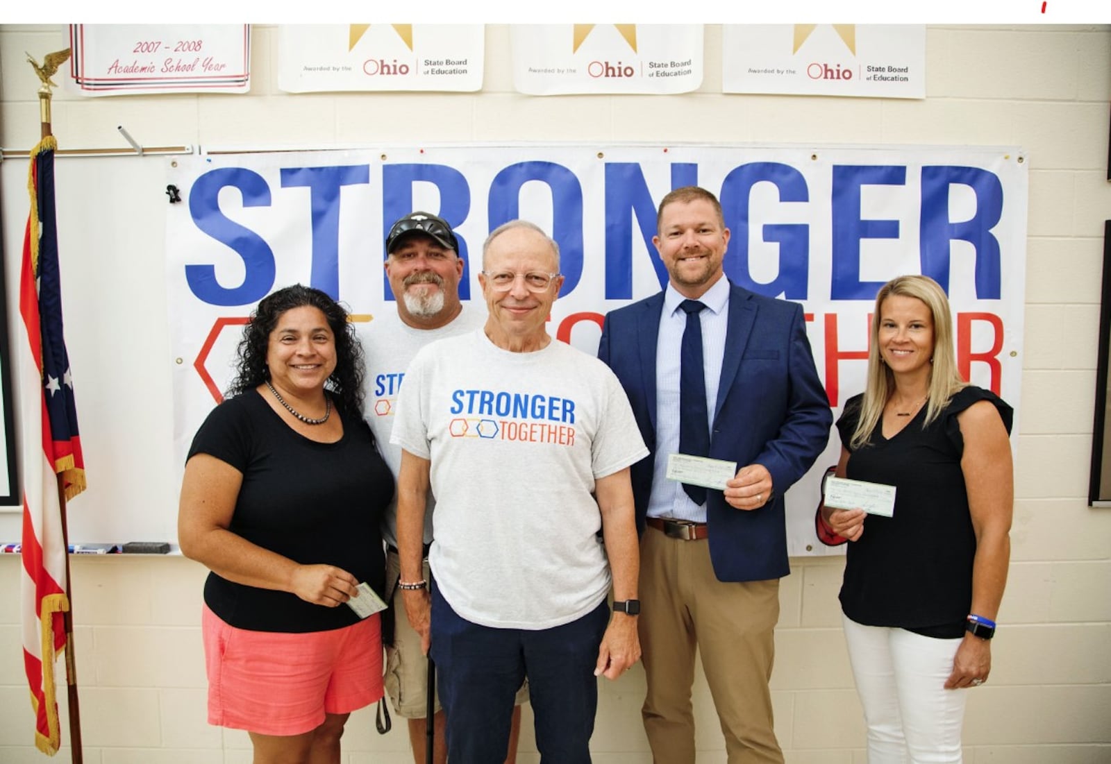 The Barrett Strong Foundation, New Carlisle Rotary Club and Tecumseh Strong group raised $60,000 during 5th Stronger Together event. The checks were presented to the three nonprofits at the Aug. 19 New Carlisle Rotary meeting. CONTRIBUTED