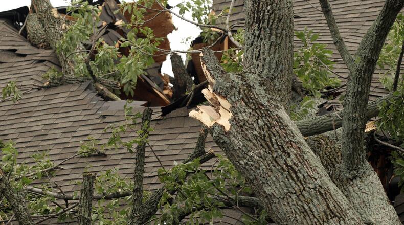Detail of a home damaged by a tree during Hurricane Ike in 2008. Staff photo by Jim Witmer