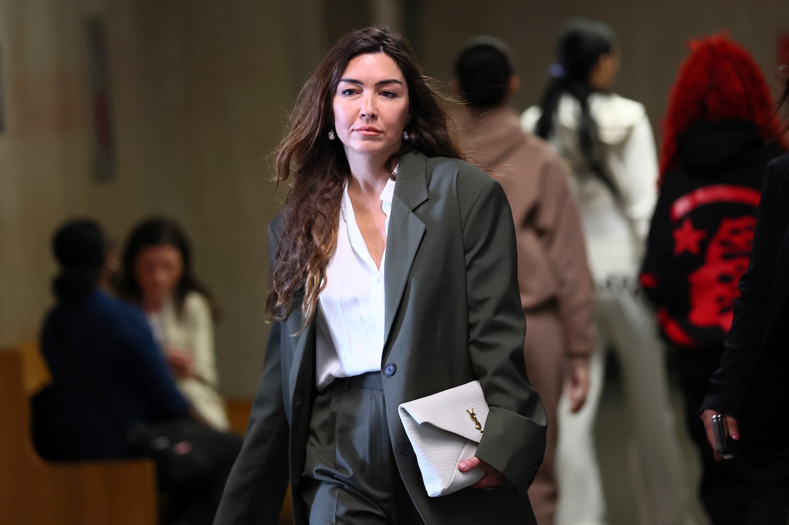 Witness Mimi Haley arrives to testify in the case against former film producer Harvey Weinstein at state court in Manhattan, Thursday, May 1, 2025 in New York. (Michael M. Santiago/Pool Photo via AP)