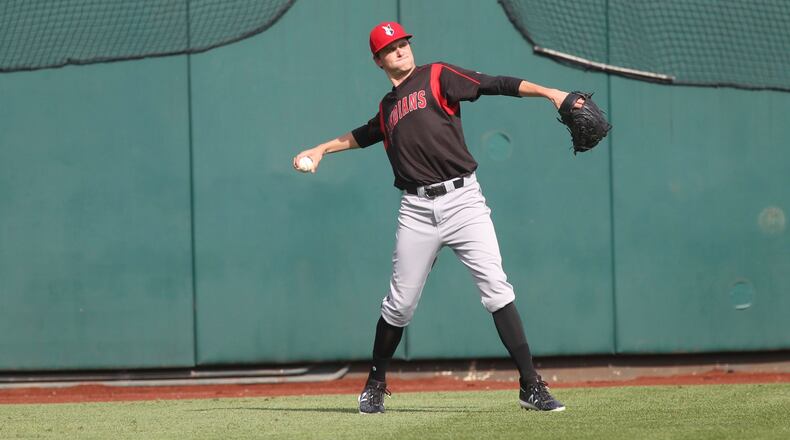 Indianapolis Indians pitcher J.T. Brubaker throws a ball to a teammate during batting practice before a game against the Columbus Clippers on Friday, June 15, 2018, at Huntington Park in Columbus. David Jablonski/Staff