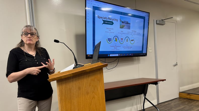 Clark County Solid Waste District's Program Manager Bonnie Martens gave a presentation of their 2024 annual report during the July 30 Clark County commission meeting. Brooke Spurlock/Staff