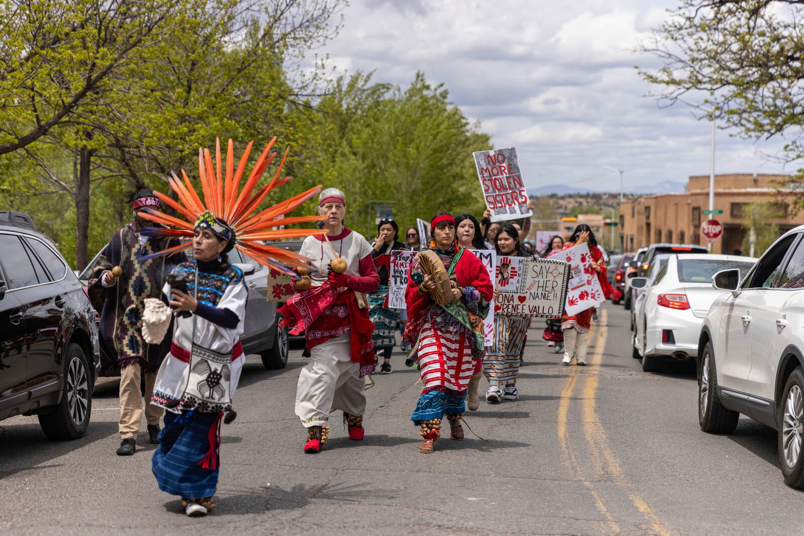 Native Americans march to raise awareness about Missing Murdered Indigenous People on Sunday, March 4, 2025, in Santa Fe, N.M. (Nilaya Sabnis via AP)