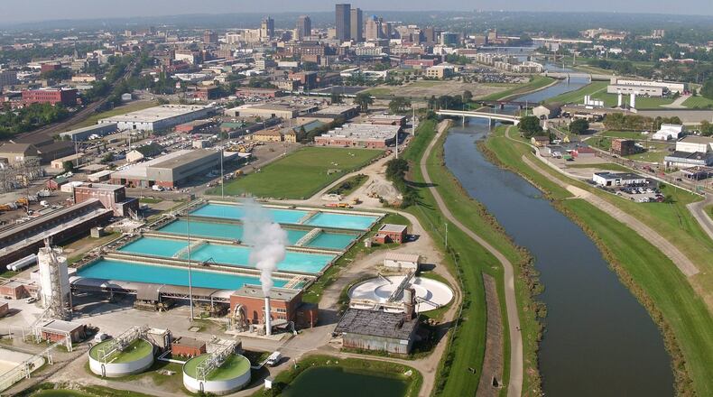 The Mad River flows past the city of Dayton’s Ottawa water treatment plant on the east side of Dayton. TY GREENLEES / FILE