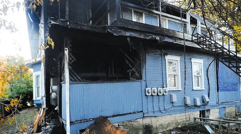 A firefighter was injured during a fire on Garfield Avenue Monday night Oct. 24, 2022. The injured firefighter was transported to Springfield Medical Center. MARSHALL GORBY\STAFF