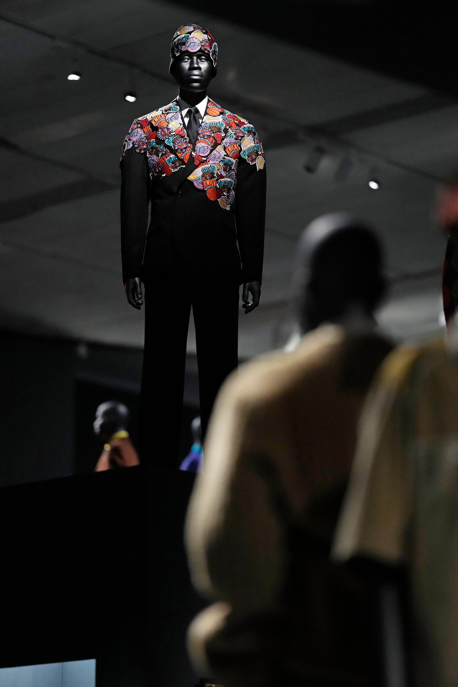 A design by Emeric Tchatchou for 3.Paradis is displayed at the Metropolitan Museum of Art's Costume Institute exhibition, "Superfine: Tailoring Black Style," on Saturday, May 3, 2025, in New York. (Photo by Charles Sykes/Invision/AP)