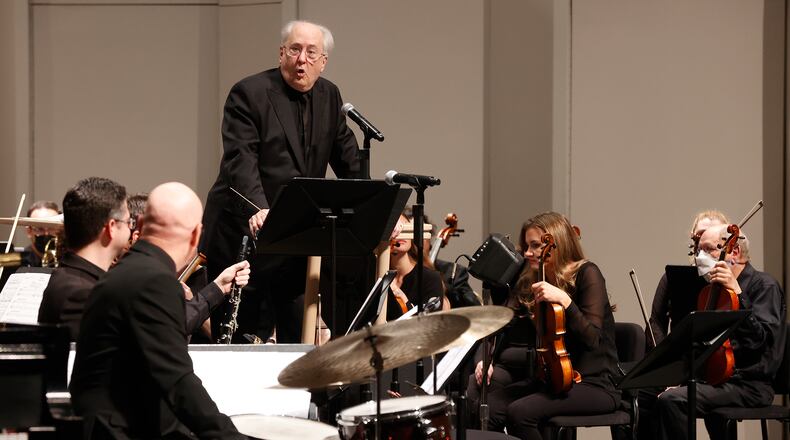 Peter Stafford Wilson, conductor of the Springfield Symphony Orchestra, talkedto students at Kuss Auditorium earlier this year during the Link Up: The Orchestra Swings music program. The students, in grades 3-5, were treated to an interactive performance with the orchestra and the jazz ensemble while exploring elements that contribute to the moment when the orchestra starts to swing. BILL LACKEY/STAFF