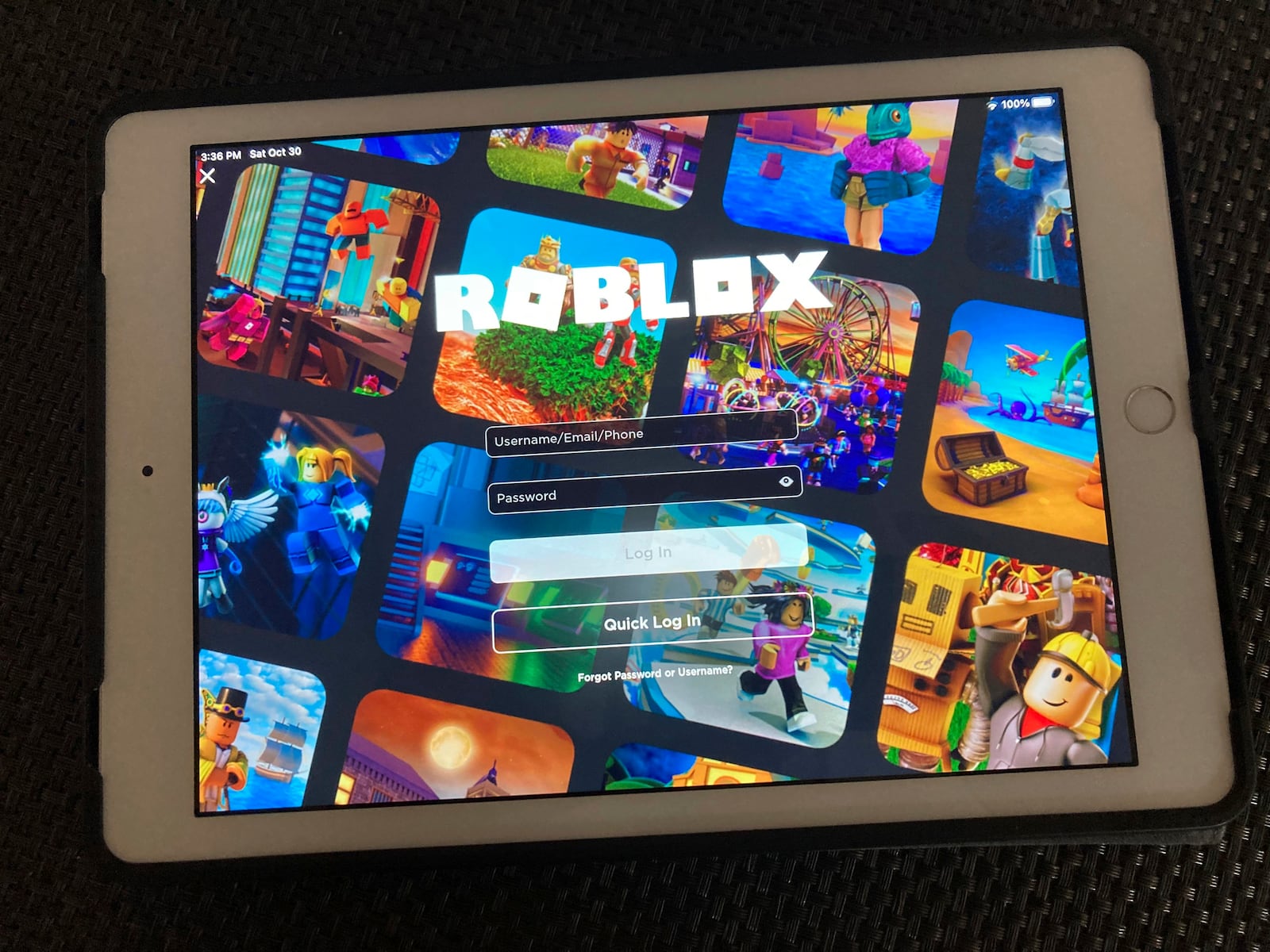 FILE - The gaming platform Roblox is displayed on a tablet, Oct. 30, 2021, in New York. (AP Photo/Leon Keith, File)