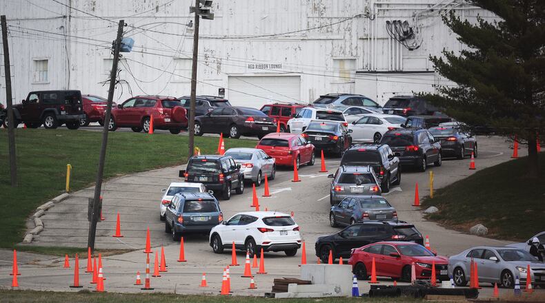 Several long lines at the old Montgomery County Fairgrounds for coronavirus testing Tuesday morning. MARSHALL GORBY\STAFF