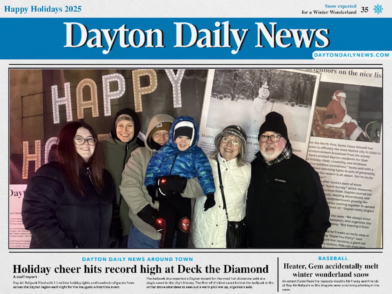 "Front Page News" photo booth photos from Deck the Diamond