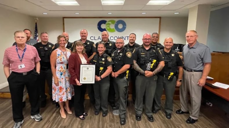 The Board of Clark County Commissioners celebrated school resource officers Wednesday, June 28, 2024. CONTRIBUTED
