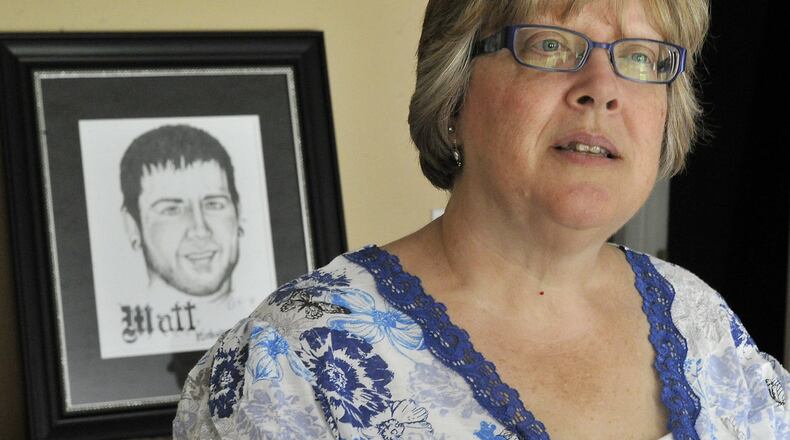Jerri Jackson, the mother of Matt McQuinn, talks about her son, who was killed last year in a Colorado theater as he protected his girlfriend from a rampaging gunman with an assault weapon. Bill Lackey/Staff