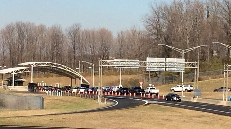 Wright-Patterson Air Force Base Gate 22B will stay open 24 hours a day until crews repair damage that makes the gate unable to close. DARIN POPE/STAFF