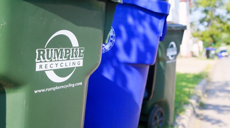 Urbana’s recycling contractor, Rumpke, has delayed service by one business day this week due to inclement weather, according to information from the city. GREG LYNCH / STAFF