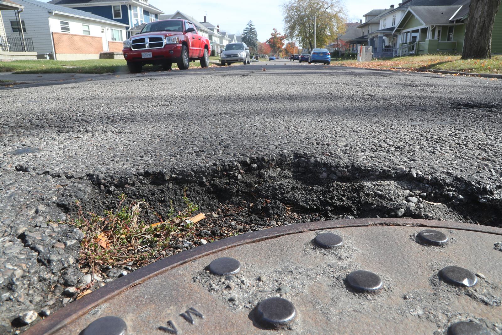 Cecil Street in Springfield is one of the neighborhood streets that will be resurfaced later this year. BILL LACKEY/STAFF