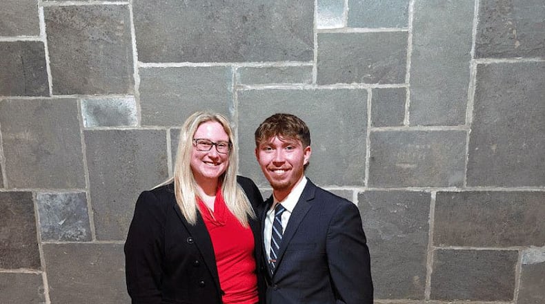 Wittenberg University has launched a moot court team, an expansion of its mock trial team that was revived in 2023, that will compete against other schools in a simulated Supreme Court argument. The team consists of students Emma Gearhart (left) and Andon Peacock (right). Contributed