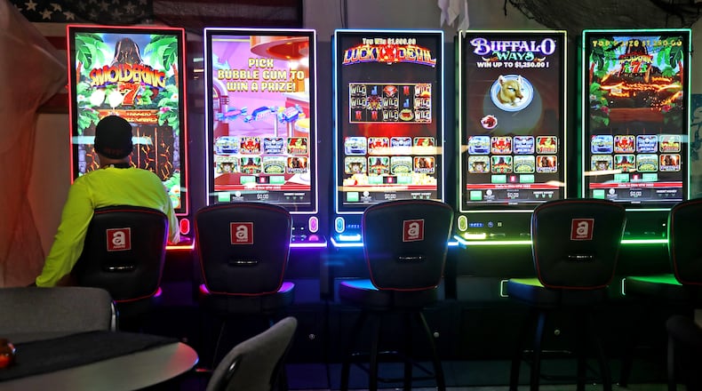 Tracy Perkins plays one of the BINGO games at the VFW Post 3660 Friday, Oct. 7, 2022. BILL LACKEY/STAFF