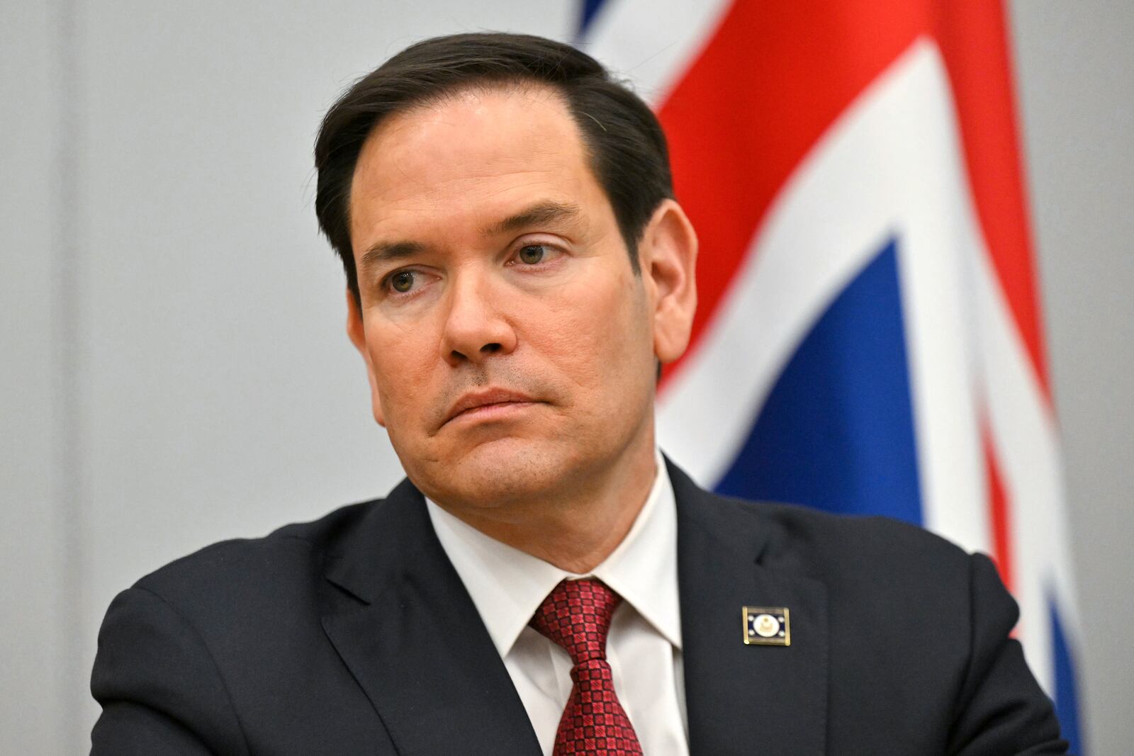 United States Secretary of State Marco Rubio during a meeting on the sidelines of the NATO foreign ministers at NATO headquarters in Brussels, Friday, April 4, 2025. (Nicolas Tucat, Pool Photo via AP)