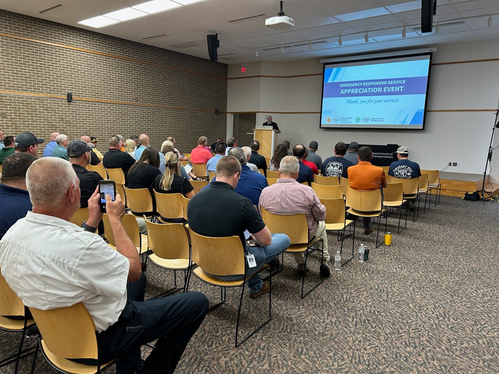 The Ohio Department of Commerce Division of State Fire Marshal honored 32 Ohio Department of Transportation employees on Aug. 19 during the “Emergency Responder Service Appreciation" event for serving as volunteer firefighters and EMTs in their communities. Brooke Spurlock/Staff