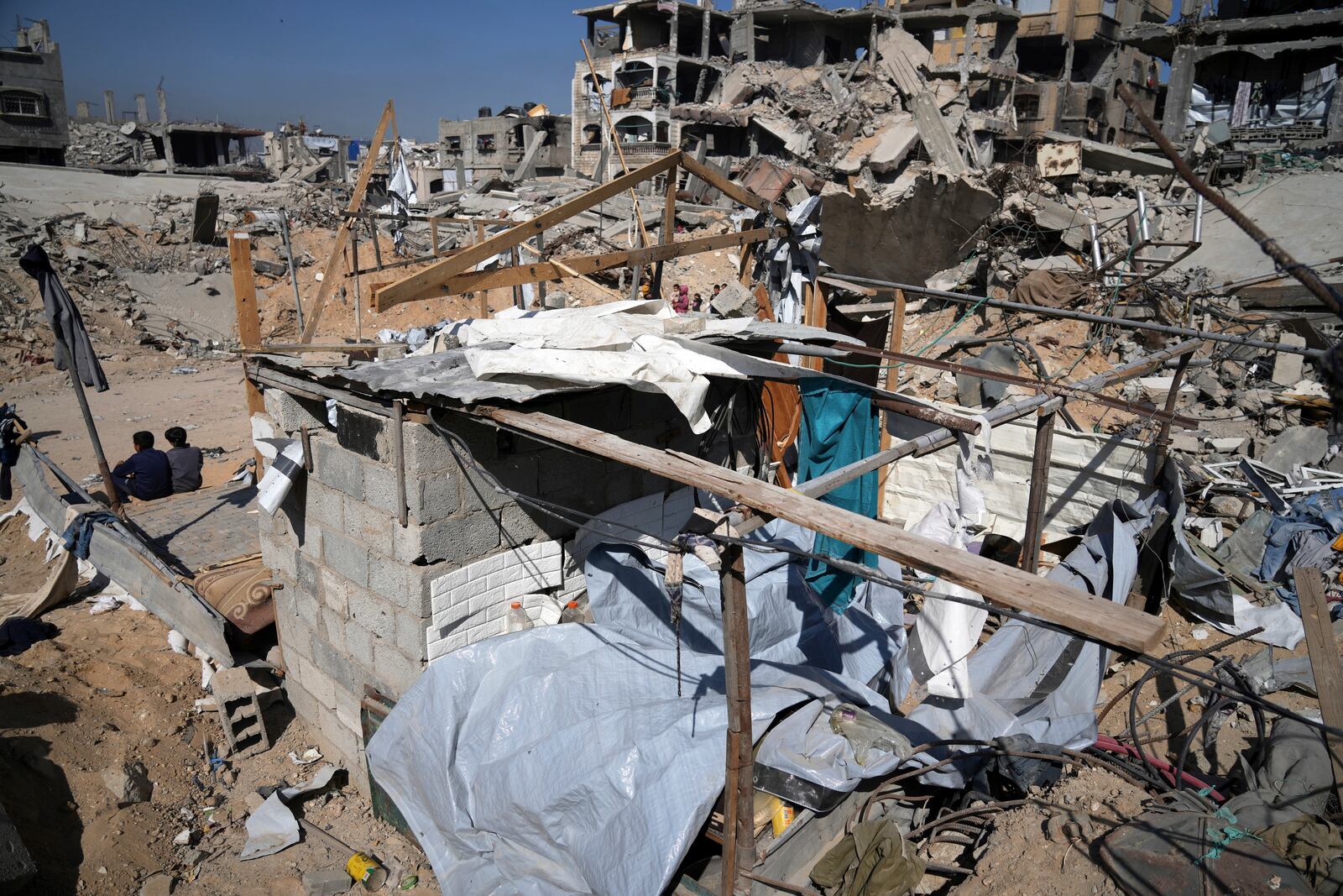 The al-Atal family's tent is seen after it was struck overnight in an Israeli airstrike that killed several family members, in the Jabalia refugee camp, Gaza City, Thursday, April 17, 2025. (AP Photo/Jehad Alshrafi)