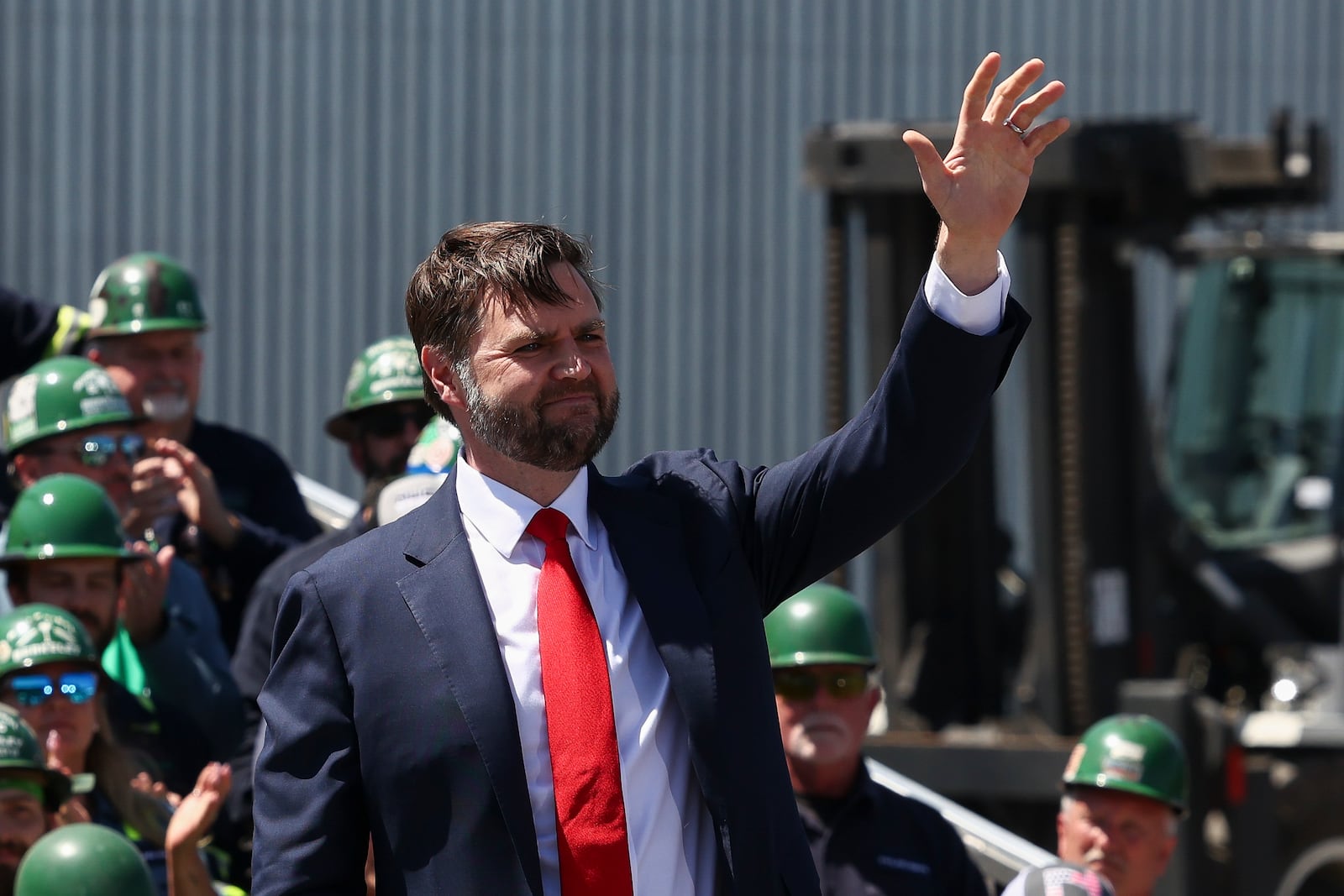 Vice President JD Vance departs after speaking during a tour at Nucor Steel Berkeley in Huger, S.C., Thursday, May 1, 2025. (Kevin Lamarque/Pool Photo via AP)