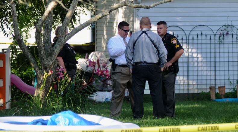 Jamestown police and Greene County sheriff’s deputies responded to a shooting on West Xenia Street early Monday morning. Police said three unknown persons were confronted during a home invasion, and one turned and fired a shot while fleeing the scene. MARSHALL GORBY/STAFF