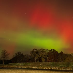 The northern were visible throughout the area on Tuesday, Nov. 11, including from Treasure Island along the Great Miami River in Troy. BRYANT BILLING/CONTRIBUTED
