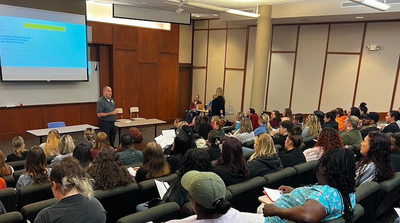 Scott Dolan, dean of health, human and public services, welcomes students during an RN Orientation in 2024 at Clark State College. Contributed