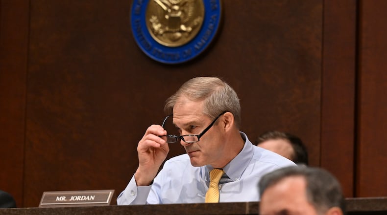 U.S. House Rep. Jim Jordan, R-Ohio questions Gov. Kathy Hochul of New York during a hearing of the House Committee on Oversight and Government Reform on state immigration policies on Capitol Hill in Washington, on Thursday, June 12, 2025. (Kenny Holston/The New York Times)