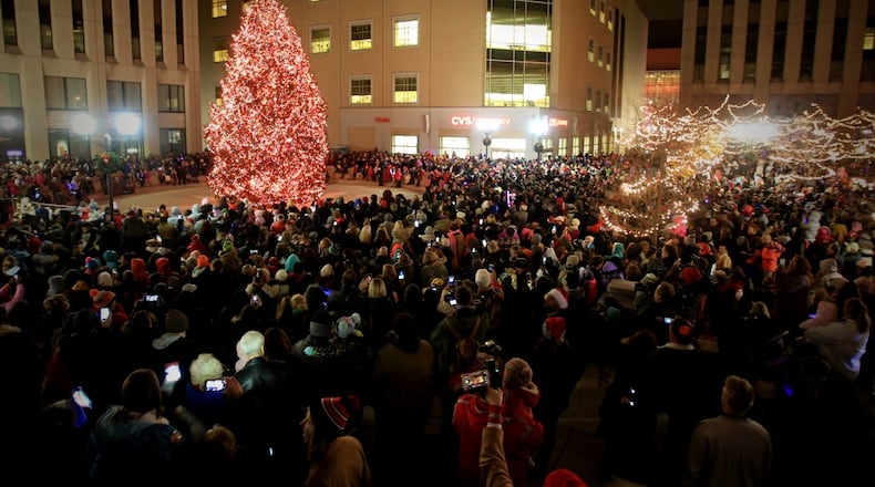 Crowds gathered for the Grande Illumination of the Christmas tree in November 2016, during the city of Dayton's Holiday Festival on Courthouse Square downtown.