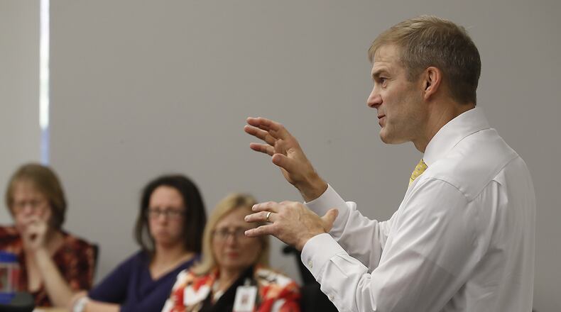 Rep. Jim Jordan speaks to local business leaders in Urbana about the proposed tax plan Monday at Urbana University. Bill Lackey/Staff