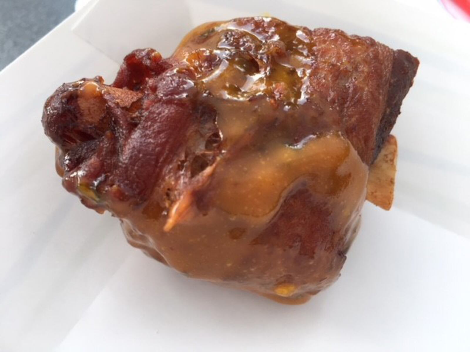 Amber Roseâs Thai BBQ bacon wrapped pork wings that won best use of bacon at the BaconFest festival. ALEXIS LARSEN / CONTRIBUTED
