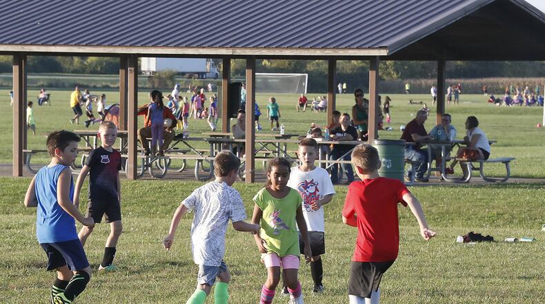 Children practice soccer at the Eagle City Soccer Complex earlier this year. Bill Lackey/Staff