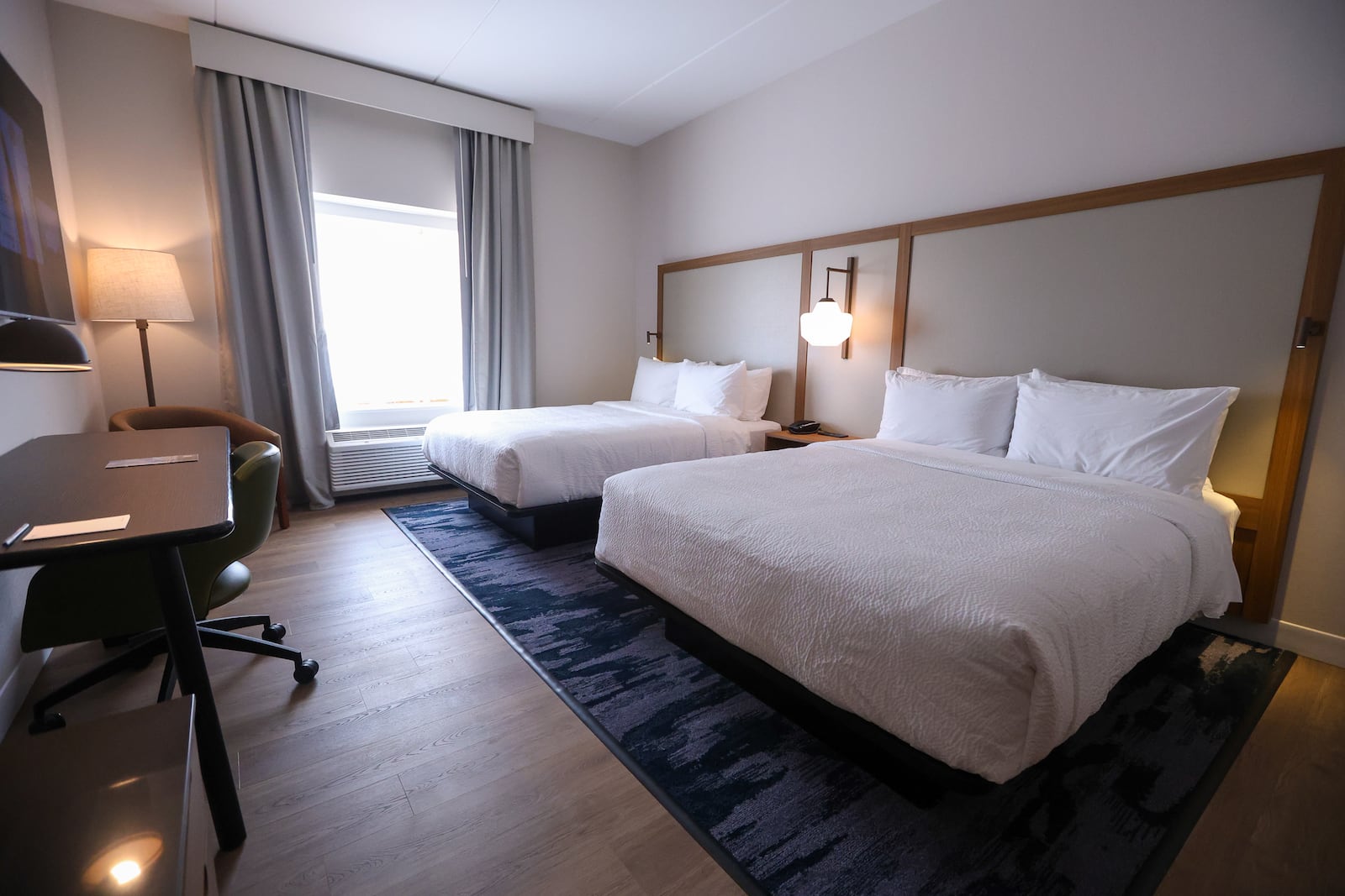 A view of a double room at Fairfield Inn and Suites next to Mall at Fairfield Commons in Beavercreek. The hotel celebrated its opening on Friday, Sept. 5. BRYANT BILLING / STAFF