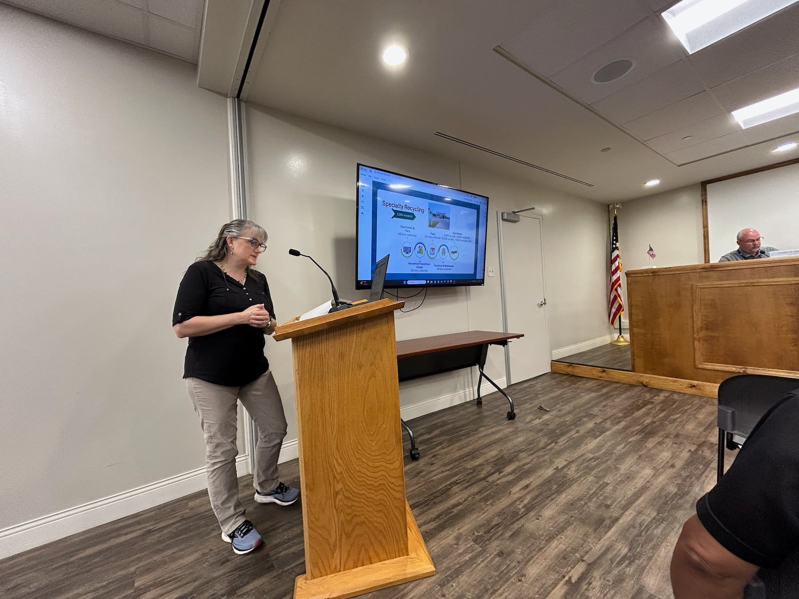 Clark County Solid Waste District's Program Manager Bonnie Martens gave a presentation of their 2024 annual report during the July 30 Clark County commission meeting. Brooke Spurlock/Staff