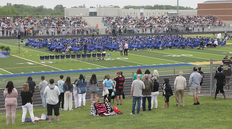 Graduation dates for Clark and Champaign County high schools and colleges have been scheduled between May 11 and June 1. In this file photo, Springfield High School held their 2022 Commencement Ceremony Saturday, May 28, 2022 at Springfield Wildcat Stadium. It was the first traditional graduation for the school in two years due to the COVID pandemic. FILE/BILL LACKEY/STAFF