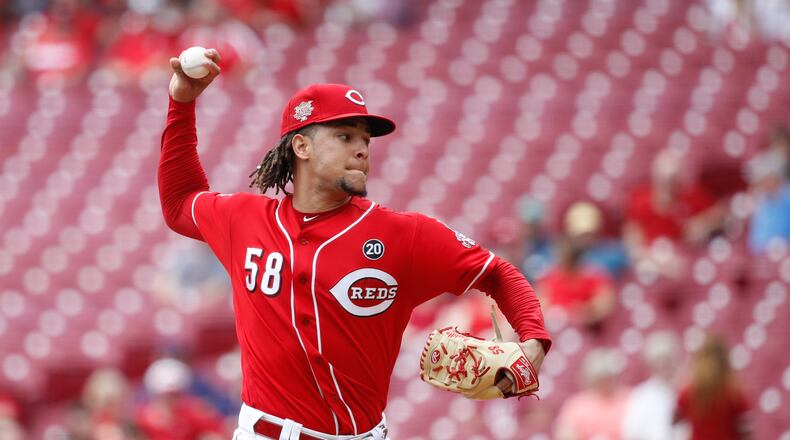 CINCINNATI, OH - AUGUST 21: Luis Castillo #58 of the Cincinnati Reds pitches in the first inning against the San Diego Padres at Great American Ball Park on August 21, 2019 in Cincinnati, Ohio. (Photo by Joe Robbins/Getty Images)
