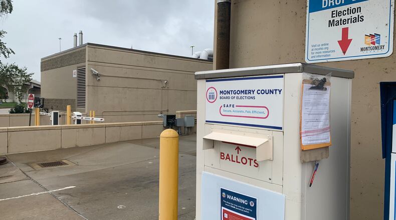 The ballot drop box located at the Montgomery County Board of Elections. JOSHUA SWEIGART/STAFF