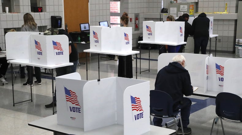 Voters at Fulton Elementary in Springfield. Nov. 3, 2020.