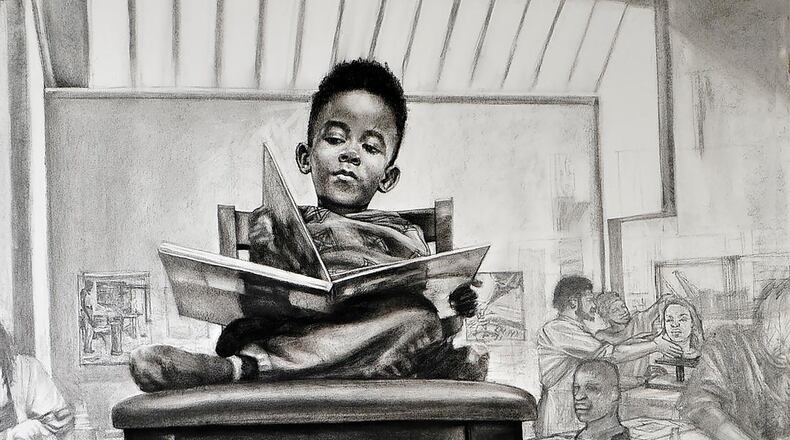 James Pate's "Ayo's Chair," a charcoal drawing, will be one of more than 50 works as part of "Black Life as Subject Matter II," a new exhibition opening at the Springfield Museum of Art on Saturday. Contributed