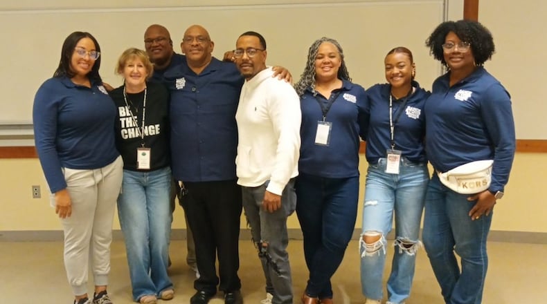 Dance Stomp Shake board members, left to right: Board member Brittany Smith; Beth Dixon of Wellspring; board members Raymond Jones Jr and Julius Bailey; Dion Green of FUDGE Foundation, board members Jennipher Brown, Seraye Braye and Nickey Brown. Contributed