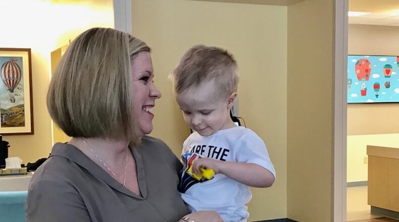 Henry Springer, a two-year-old Dayton Children’s Hospital patient, had a brain tumor and had received a bone marrow transplant at Nationwide Children s Hospital. Soon Dayton Children’s Hospital will be able to offer the service. DEANGELO BYRD/STAFF