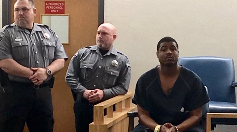Ex-Clark County Sheriff’s deputy Marcus Johnson IV appeared in court on two counts of sexual battery on Wednesday. He’s accused of asking two female inmates to perform sex acts on him while on the job. JENNA LAWSON/STAFF.