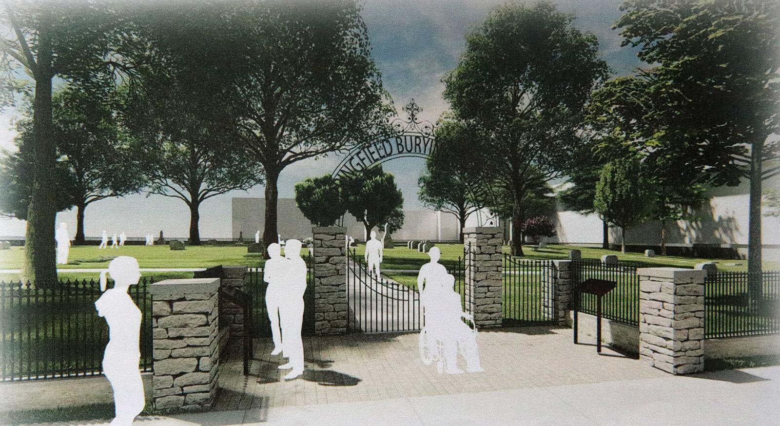 Artists rendering of the Springfield Burying Grounds.