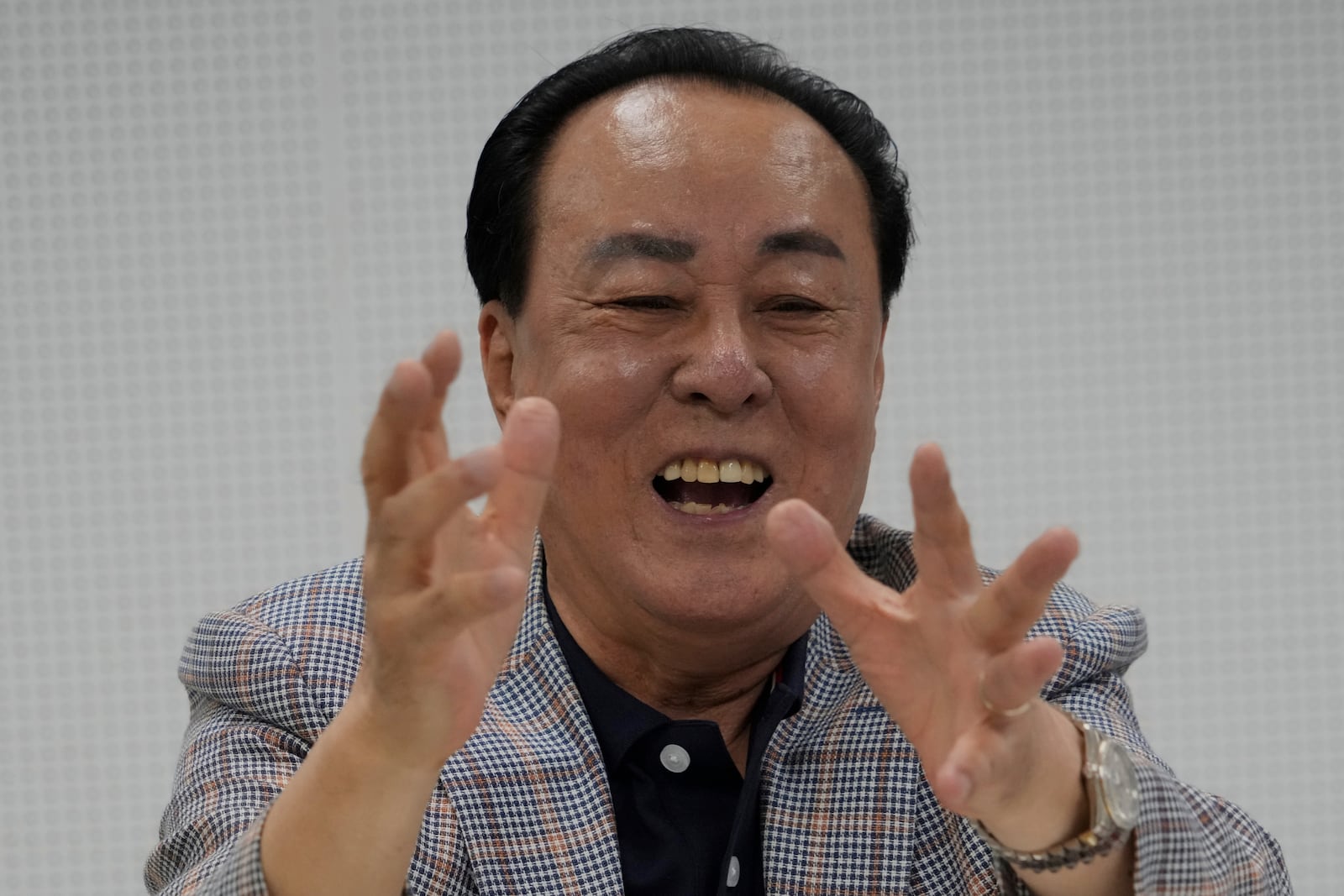 Park Sae-hwan, head of Dongchoon Circus Troupe, speaks during an interview with The Associated Press in Seoul, South Korea, Monday, June 9, 2025. (AP Photo/Ahn Young-joon)