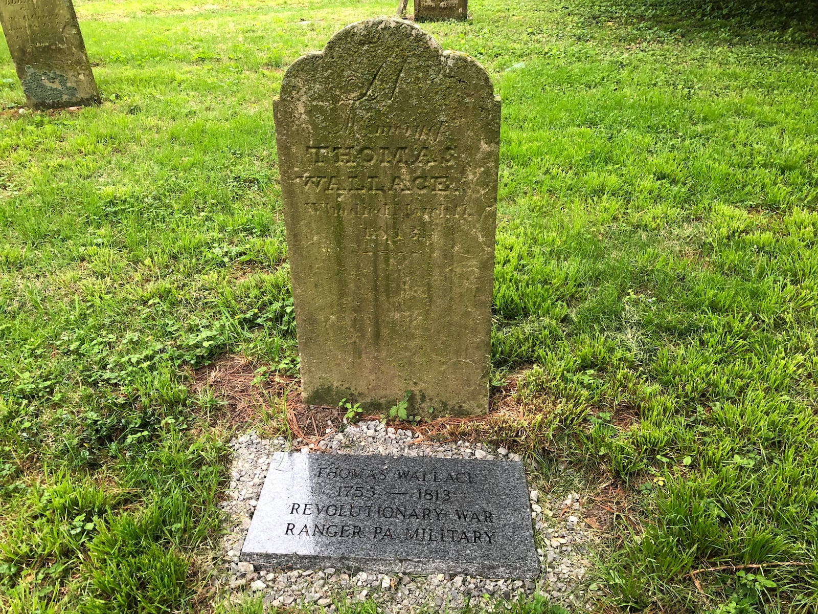 A new, more legible and permanent grave marker for Revolutionary War soldier Thomas Wallace will be dedicated during a May 24, 2025, event at New Carlisle Cemetery. PHOTO COURTESY OF HUGH SCHILLER.
