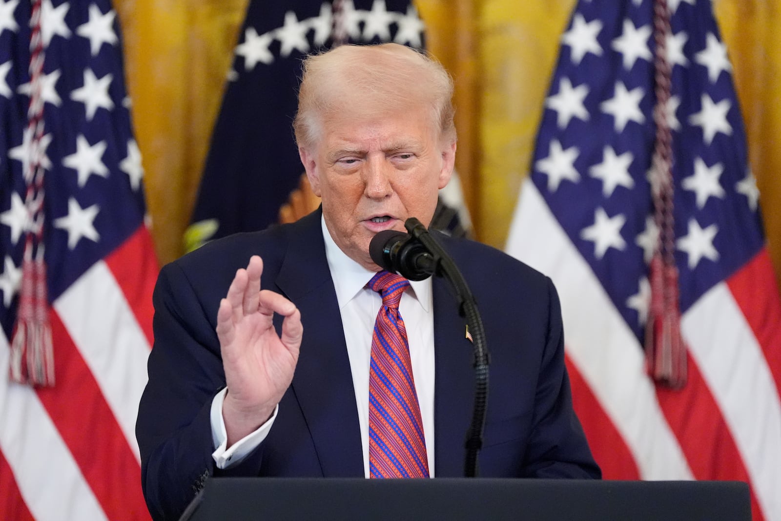 President Donald Trump speaks at an event for the signing of the GENIUS Act, a bill that regulates stablecoins, a type of cryptocurrency, in the East Room of the White House, Friday, July 18, 2025, in Washington. (AP Photo/Alex Brandon)