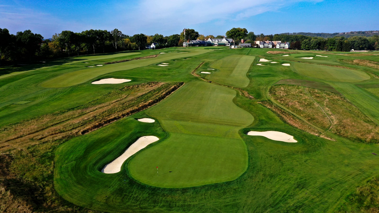 FILE - This is the tenth green at Oakmont Country Club in Oakmont, Pa., Monday, Sept. 16, 2024, the course for the 2025 U.S. Open golf tournament. (AP Photo/Gene J. Puskar, File)