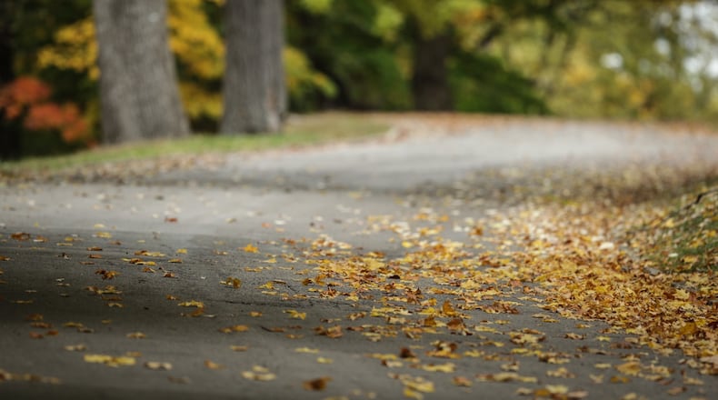 Leaves in all colors are beginning to fall as Mother Nature paints the views across the region. A warm week ahead may bring the first frost of the season this weekend. JIM NOELKER/STAFF