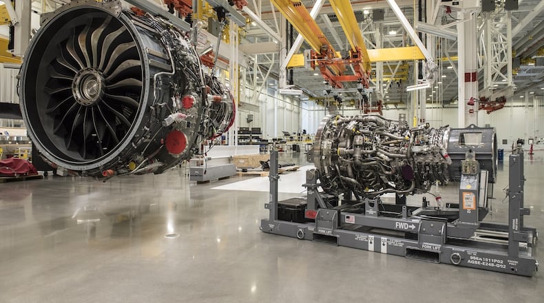 A scene from GE Aviation’s LEAP engine assembly facility in Indiana.